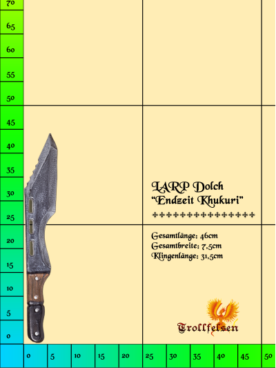 Maße Trollfelsen LARP Langdolch "Endzeit-Kukris"